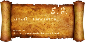Simkó Henrietta névjegykártya