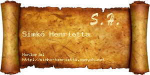 Simkó Henrietta névjegykártya